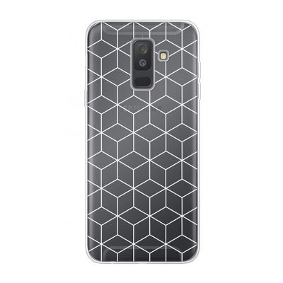 Zwart-witte kubussen: Samsung Galaxy A6 Plus (2018) Transparant Hoesje