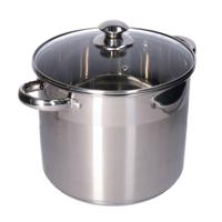 Kookpan/Soeppan met deksel - RVS - 8 liter - alle warmtebronnen - D24 x H22 cm