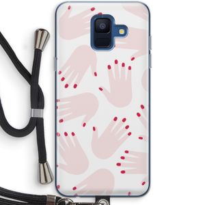Hands pink: Samsung Galaxy A6 (2018) Transparant Hoesje met koord