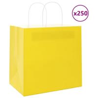 VidaXL Papieren zakken 250 st met hengsels 26x17x25 cm geel
