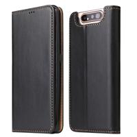 Dermis textuur PU + TPU horizontale Flip lederen draagtas met houder & kaartsleuven & portemonnee voor Galaxy A80 (zwart)