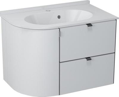 Gebogen Wastafelmeubel Sapho Pulse Rechts 75x52x45 cm Wit