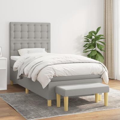 Boxspring met matras stof lichtgrijs 80x200 cm