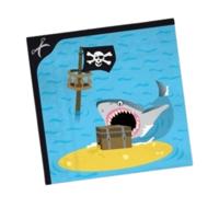 Tafel feest Servetten in thema piraten eiland - 20x stuks - 33 x 33 cm - papier - kinderfeestje