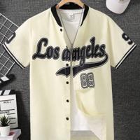 Teen Boy Short Sleeve Baseball Shirt - Apricot Geometric Top Apricot / 13Y