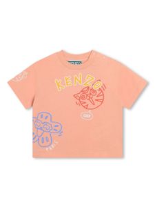 Kenzo Kids t-shirt en coton à logo imprimé - Tons neutres