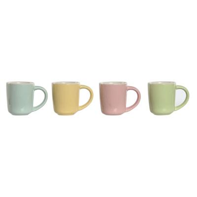 Set van koffiekopjes Home ESPRIT Geel Blauw Groen Roze Porselein 90 ml 4 Onderdelen