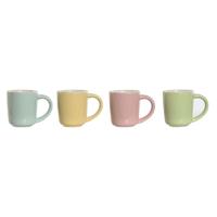 Set van koffiekopjes Home ESPRIT Geel Blauw Groen Roze Porselein 90 ml 4 Onderdelen