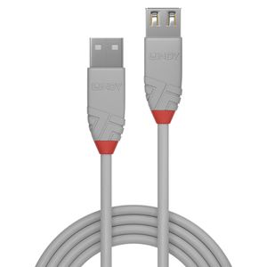 LINDY USB-kabel USB 2.0 USB-A stekker, USB-A bus 3.00 m Grijs 36714