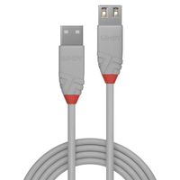 LINDY USB-kabel USB 2.0 USB-A stekker, USB-A bus 3.00 m Grijs 36714 - thumbnail