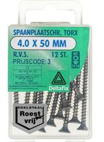 Sp.pl.schr.torx 4,0x50mm rvs 12st - Deltafix