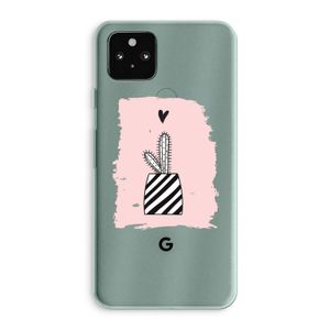 Zwart-wit cactus: Google Pixel 5a 5G Transparant Hoesje