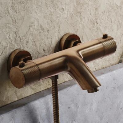 Badkraan SaniClear Antique Stripes | Opbouw | Mengkraan | 2-weg | Verouderd messing