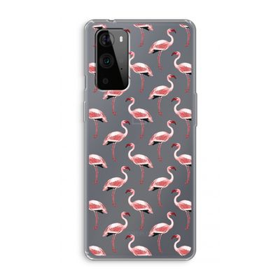 Flamingoprint groen: OnePlus 9 Pro Transparant Hoesje
