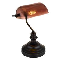 Globo Klassieke bureaulampAntique zwart met bruin glas - 2491C