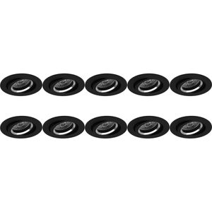 Spot Armatuur 10 Pack - Pragmi Aerony Pro - GU10 Inbouwspot - Rond - Zwart - Aluminium - Kantelbaar - Ø82mm