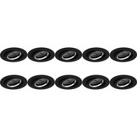 Spot Armatuur 10 Pack - Pragmi Aerony Pro - GU10 Inbouwspot - Rond - Zwart - Aluminium - Kantelbaar - Ø82mm