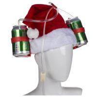 Bierhelm - kerstmuts/Kerstmannenmuts - voor volwassenen - 2 houders