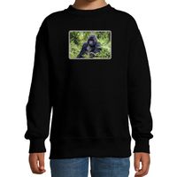 Dieren sweater / trui met Gorilla apen foto zwart voor kinderen