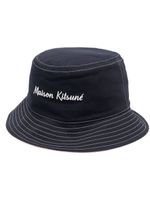 Maison Kitsuné logo-embroidered bucket hat - Bleu