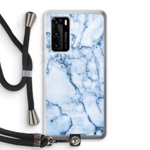 Blauw marmer: Huawei P40 Transparant Hoesje met koord