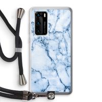Blauw marmer: Huawei P40 Transparant Hoesje met koord
