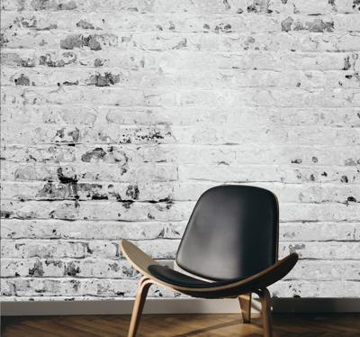 Fotobehang oude stenen muur Versleten witte bakstenen textuur