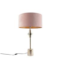 QAZQA Art Deco tafellamp goud velours kap roze 50 cm - Diverso - thumbnail