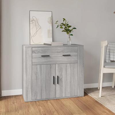Dressoir 80x33x70 cm bewerkt hout grijs sonoma eikenkleurig