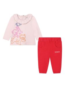 Kenzo Kids ensemble pantalon-haut imprimé à col volanté - Rose