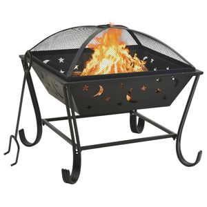 VidaXL Vuurplaats met pook xxl 62 cm staal
