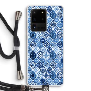 Blauw motief: Samsung Galaxy S20 Ultra Transparant Hoesje met koord