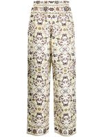 Tory Burch pantalon en soie à imprimé graphique - Marron - thumbnail