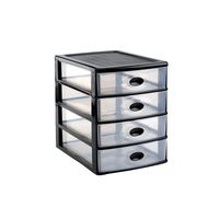 Ladeblok/bureau organizer met 4x lades zwart/transparant L35,5 x B27 x H35 cm