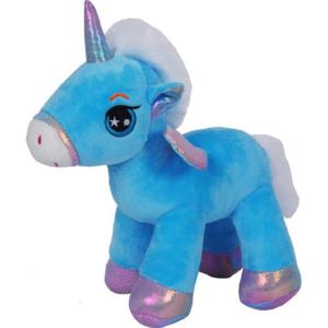 Knuffeldier Eenhoorn Eureka - zachte pluche stof - dieren knuffels - blauw - 22 cm