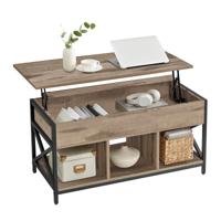 In hoogte verstelbare salontafel met verborgen opbergruimte, Kameelbruin + Zwart In hoogte verstelbare salontafel met verborgen opbergruimte, Kameelbruin + Zwart