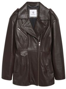 ANINE BING veste de moto Raven en cuir - Marron