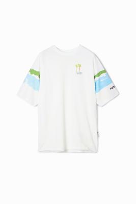 Aquarel palmboom T-shirt - WHITE - L Aquarel palmboom T-shirt - WHITE - L
