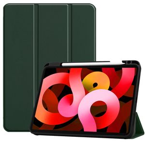 Basey iPad Air 5 (2022) Hoesje Kunstleer Hoes Case Cover -Donkergroen