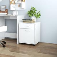 Kast verrijdbaar 45x38x54 cm spaanplaat hoogglans wit