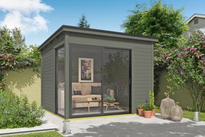 Outdoor Life Julia Tuinhuis 295x295 cm 28 mm vuren Green Grey gecoat- Lessenaarsdak- Hout- Outdoor Life