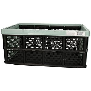 Vouwkrat/boodschappenkrat - 32 liter - zwart/groen - kunststof - 48 x 35 x 24 cm