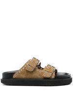 ISABEL MARANT eyelet-embellished suede slides - Tons neutres