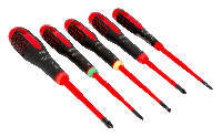 Bahco Schroevendraaierset ERGO™ | geïsoleerd | VDE | driecomponentengreep | smal blad | gleuf | Phillips | TORX® - 5-delig - BE-9871SL