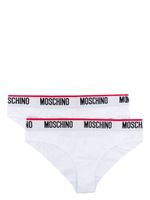 Moschino logo-waistband cotton-blend bikini briefs (pack of two) - Blanc - thumbnail