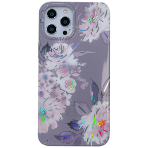 iPhone 13 hoesje - Backcover - Softcase - Bloemenprint - Bloemen - TPU - Zilver/Roze