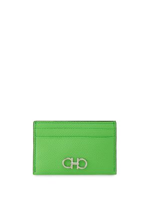 Ferragamo porte-cartes en cuir à plaque Gancini - Vert