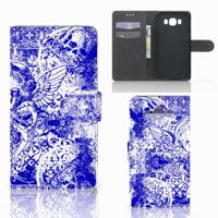 Telefoonhoesje met Naam Samsung Galaxy J7 2016 Angel Skull Blauw