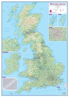 Wandkaart Engeland - British Isles roadplanning wall map, 84 X 119 cm | Maps International - thumbnail