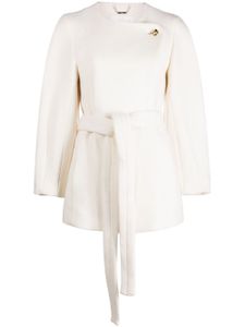 Chloé manteau en laine vierge à taille ceinturée - Blanc